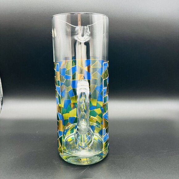 Vtg MCM West Virginia Glass Cocktail Set 22K Gold Mosaic 7 pc 50 oz Pitcher - Picture 14 of 16